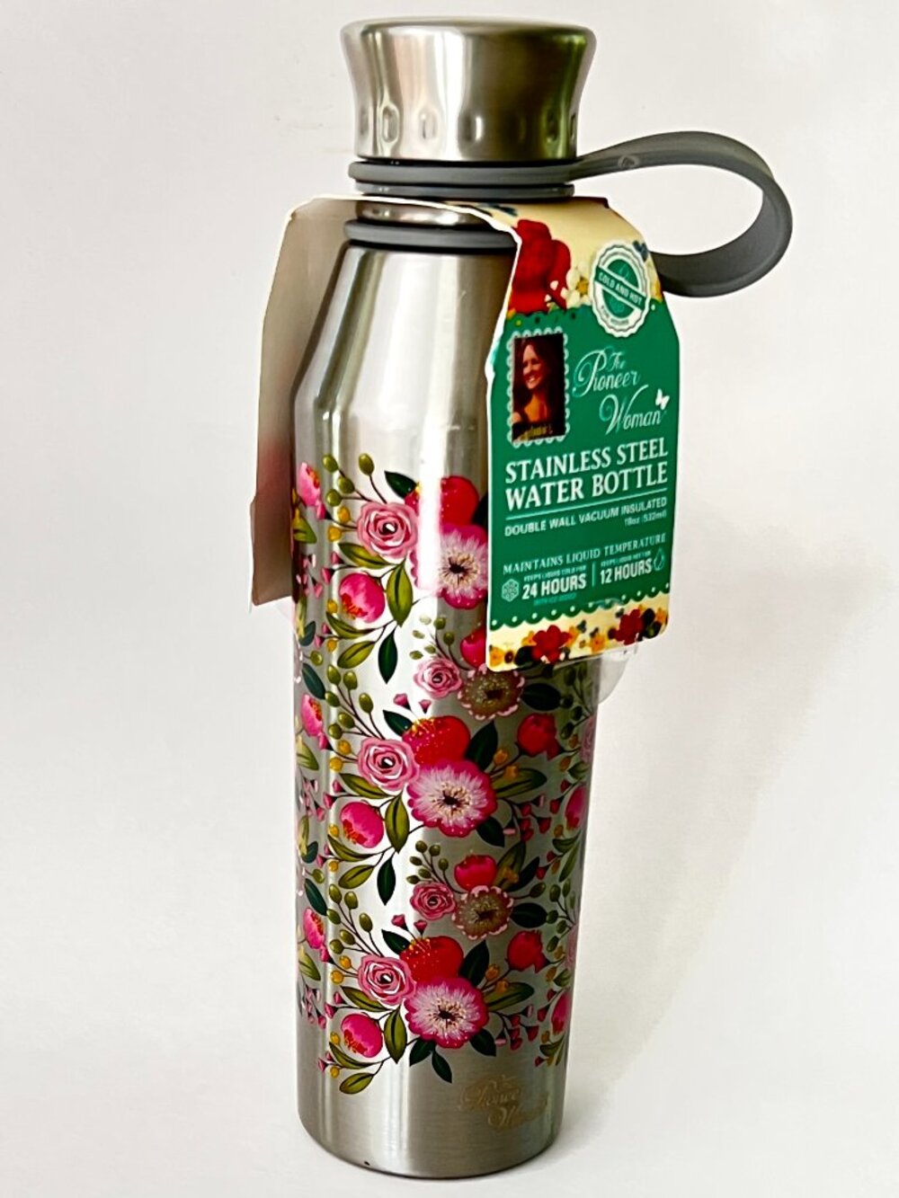 NWT 2017 Pioneer Woman Stainless Steel Water Bottle 18oz Floral Double Wal - Picture 2 of 4